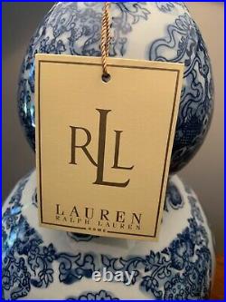 Ralph Lauren Vintage Inspired Zen Koi Fish Porcelain Blue White Table Lamp