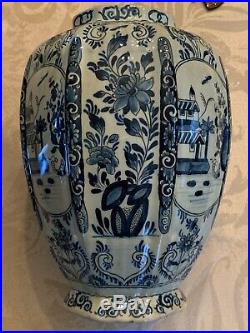 Rare Antique Blue White Lidded Delft Ginger Jar