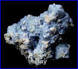 Rare! Cube Blue & White Porcelain Fluorite & Arsenopyrite & Calcite Specimen
