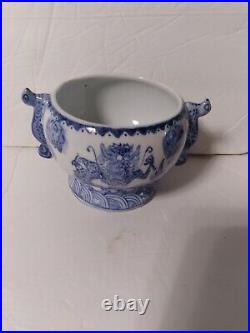 Rare Find, Ming Style Blue And White Dragon Porcelain Cup, Guangxu Period