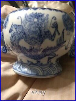 Rare Find, Ming Style Blue And White Dragon Porcelain Cup, Guangxu Period