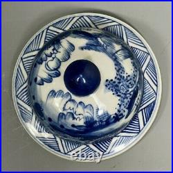 Rare Pair China Chinese Porcelain Blue & White Landscape Decor Vases ca. 19th c