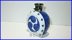 Rare Victorian Sampson Mordan Porcelain Scent Bottle- Blue & White WithSilver Top