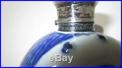Rare Victorian Sampson Mordan Porcelain Scent Bottle- Blue & White WithSilver Top