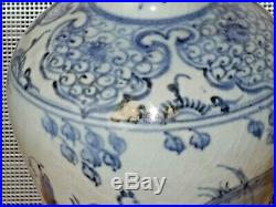 Rare antique chinese MEIPING MING blue & white porcelain vase perfect condition