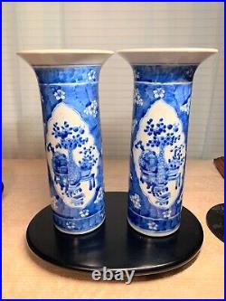 Rare pair Chinese Blue And White Porcelain Vase Pottery 19th