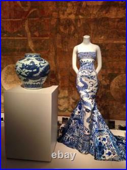 Roberto Cavalli Runway Museum Chinois Dragon Ming Dynasty Porcelain Dress Shortr