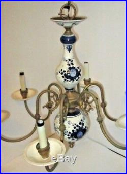 Royal Delft Chandelier Blue And White Porcelain, Six Arms