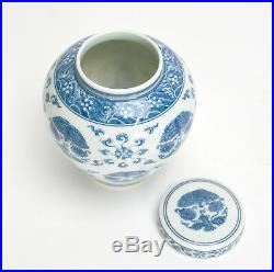 SUPERB Chinese Blue and White Butterfly and Flower Porcelain Jar with Lid