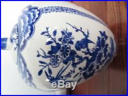 Set 3 CHINOISERIE Porcelain Lidded GINGER JARS Vases BLUE WHITE Birds Florals