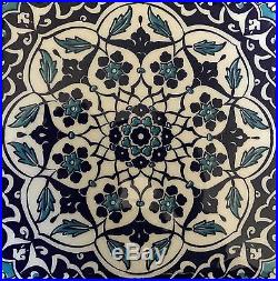 Set of 20 Turkish Blue & White 8x8 Iznik Daisy & Floral Pattern Ceramic Tile