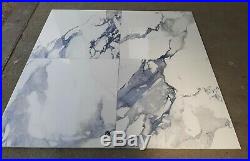 TILES JOBLOT 23 Blue/ white marble effect polished porcelain tiles 60x60cm 20m2