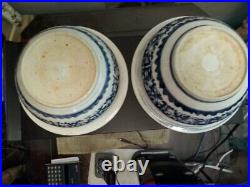 TWO 2 K'ANG HSI 1662-1722 blue & white PORCELAIN CENSERS one price
