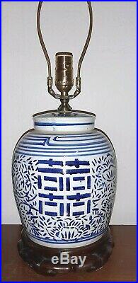 Table Lamps Vintage Blue & White Porcelain Ginger Jar Accent Lamps A Pair