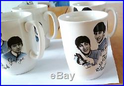 The Beatles 4x 4 Porcelain Cups Blue & White from England 1964 Vintage RARE