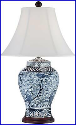 Traditional Table Lamp Porcelain Blue and White Jar for Living Room Bedroom
