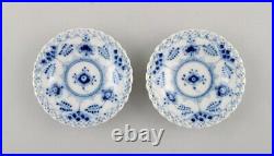Two Royal Copenhagen Blue Fluted Full lace butter pads in porcelain