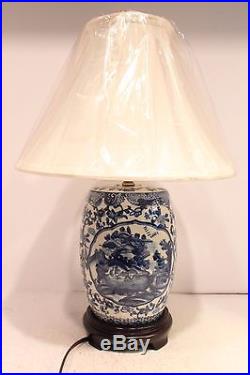 Unique Blue and White Porcelain Drum/GardenStool Blue Willow Table Lamp 21