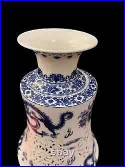 Unique blue & white Chinese vases/pair