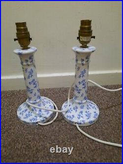 VGC Vintage Laura Ashley Ceramic Lamp Base Small blue flowers 27 cm. Tall