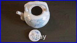 Very Fine Korean Blue & White Porcelain Tea Pot with Dragon & Bamboo Handle
