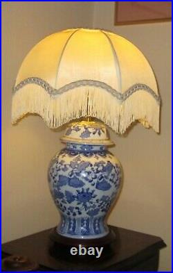 Vintage Carlos Remes Blue White Chinese Arabesque Bedside/Table Lamp Base NQP