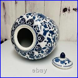 Vintage Chinese Blue White Porcelain Vase Ceramic Ginger Jar With Lid