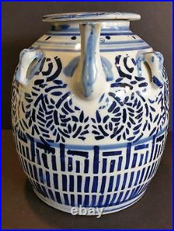 Vintage Chinese Qianlong Nian Zhi Blue & White Porcelain Large Wedding Teapot