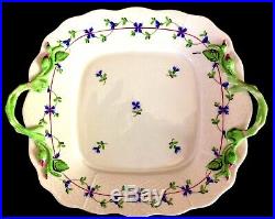 Vintage HEREND BLUE GARLAND 11 Handled, Rectangular Chop Plate (Platter) #430