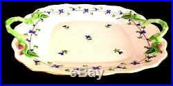 Vintage HEREND BLUE GARLAND 11 Handled, Rectangular Chop Plate (Platter) #430