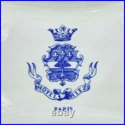 Vintage Ritz Paris Hotel White Porcelain Jewelry Trinket Dish withBlue Crown Seal