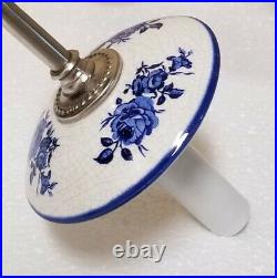 Vintage Spanish Montesinos Blue & White Porcelain 6 Arm Chandelier Spain