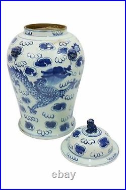Vintage Style Blue and White Chinese Porcelain Temple Jar Dragon Motif 18
