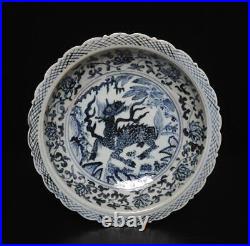 Xuande Signed Antique Chinese Blue & White Porcelain Dish withkylin