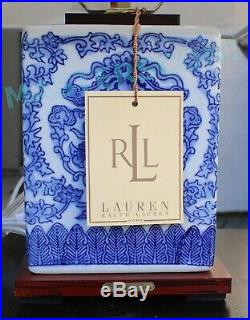 (qty 2) Ralph Lauren Porcelain Blue & White Asian Koi Fish Ceramic Table Lamp